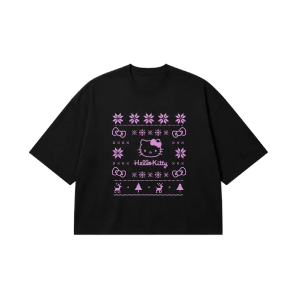 تیشرت باکسی هلو کیتی طرح کریسمسی (Hello Kitty) کد 29931