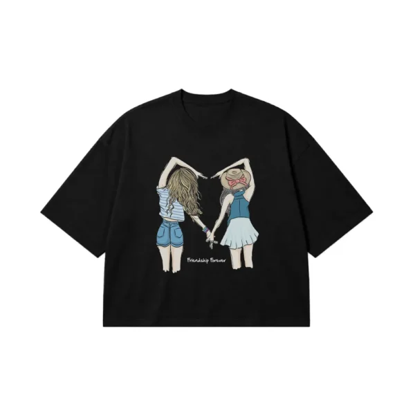 تیشرت باکسی دخترانه طرح Friendship Forever کد 30285