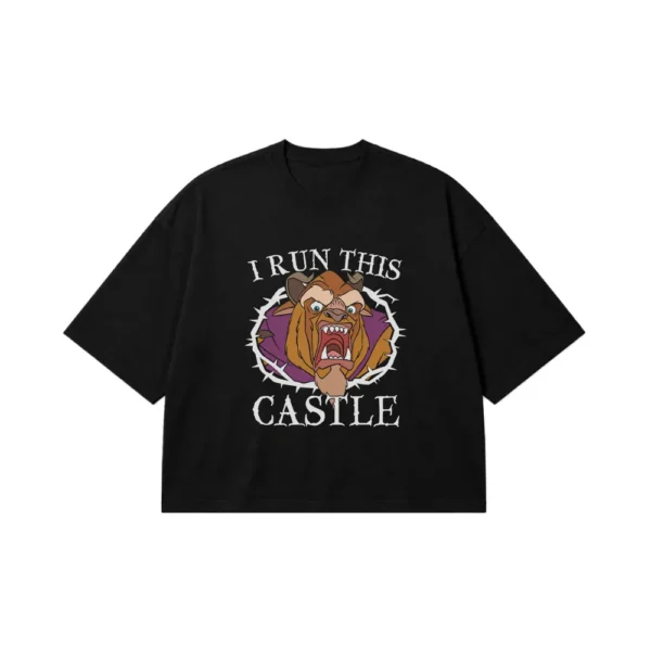 تیشرت باکسی دیزنی طرح دیو و دلبر I Run This Castle کد 30290