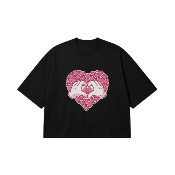 تیشرت باکسی طرح قلب دست‌ها (Heart Hands) کد 30385