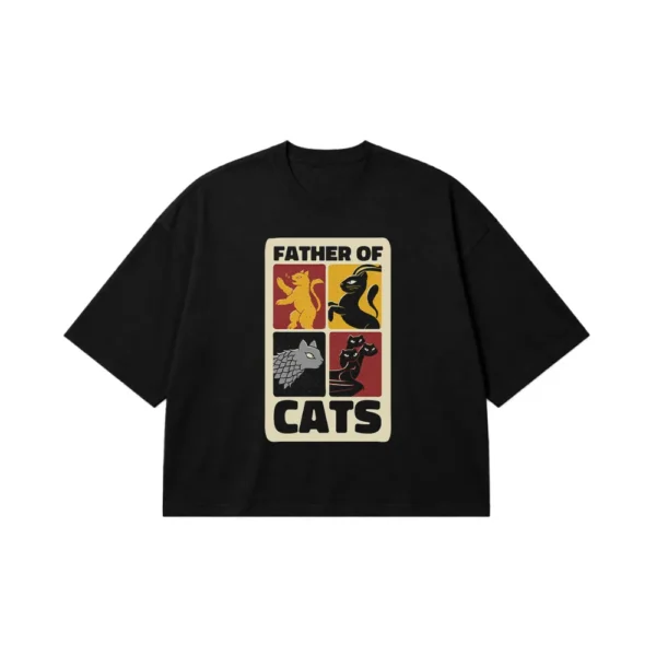 تیشرت باکسی گربه طرح Father of Cats کد 30438