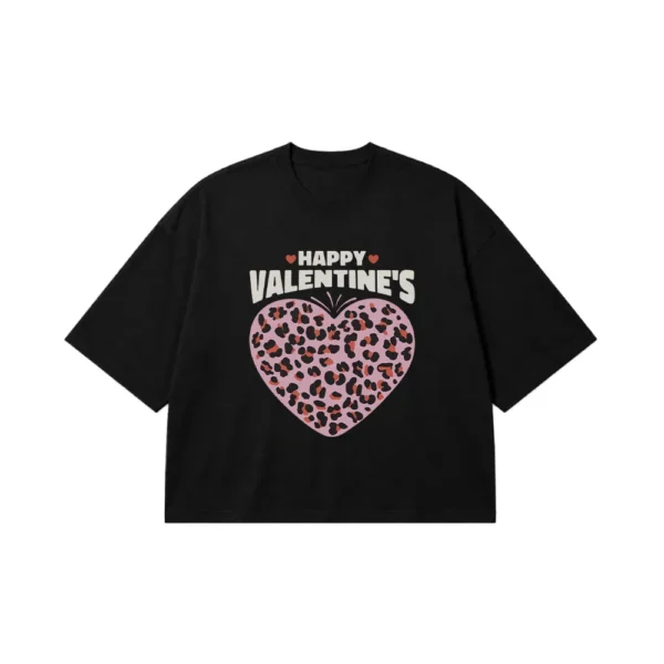 تیشرت باکسی طرح قلب پلنگی Valentine's کد 30467