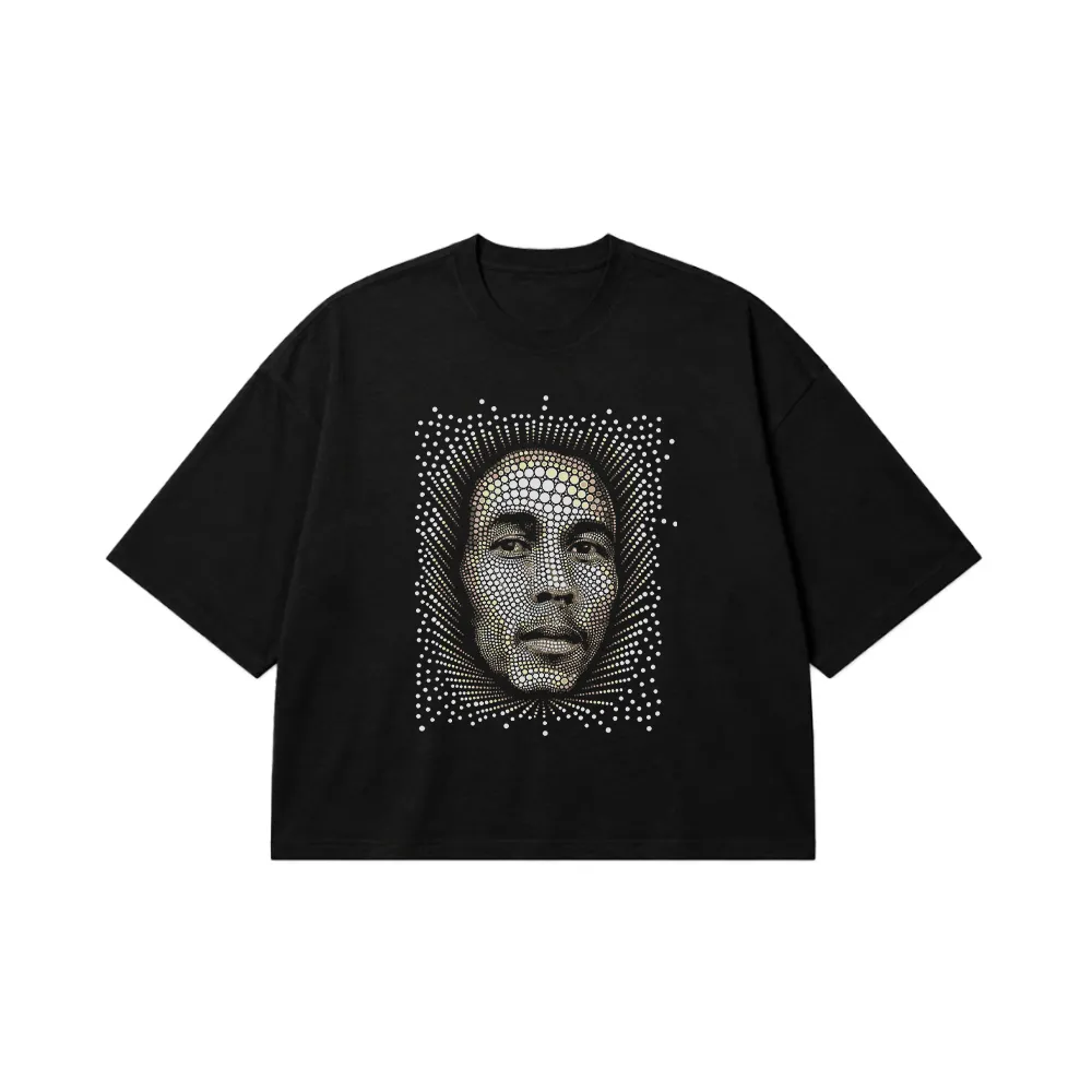 تیشرت باکسی باب مارلی طرح پرتره (Bob Marley) کد 30534
