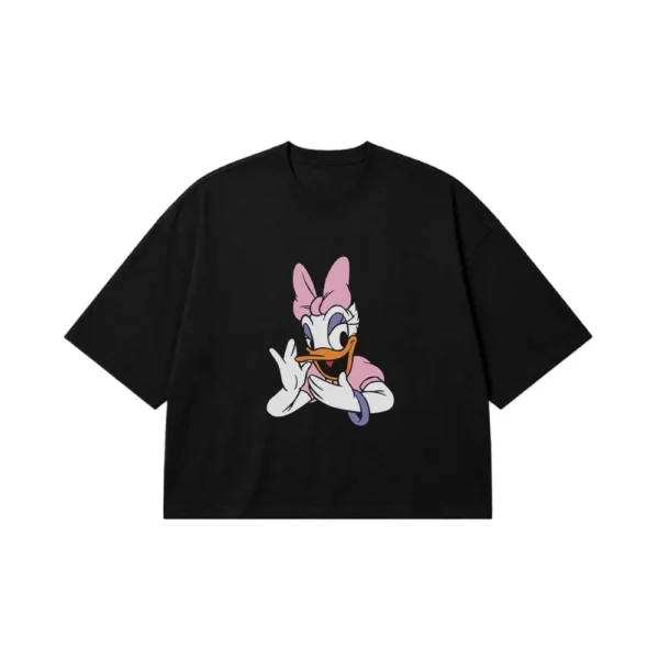 تیشرت باکسی دیزی داک طرح پرتره کارتونی (Daisy Duck) کد 30615