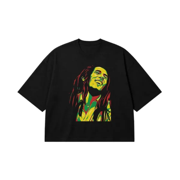 تیشرت باکسی باب مارلی طرح پرتره رستا (Bob Marley) کد 30658