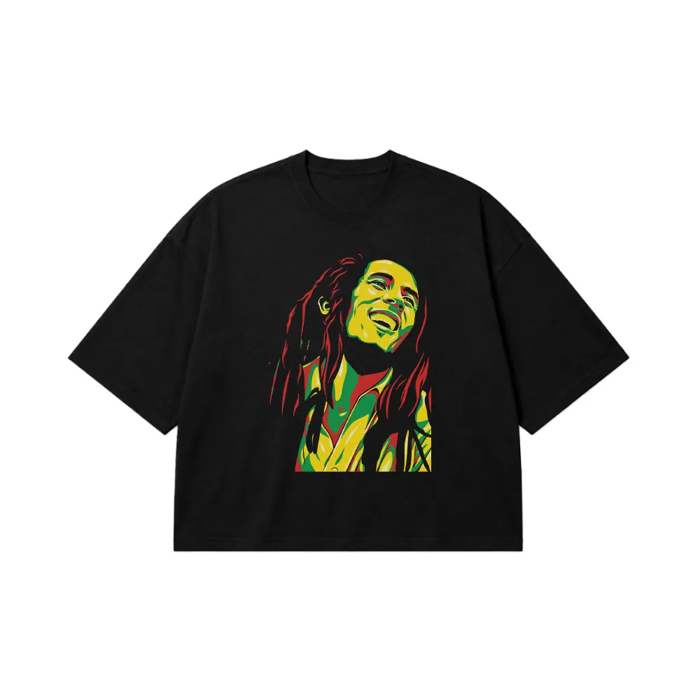 تیشرت باکسی باب مارلی طرح پرتره رستا (Bob Marley) کد 30658