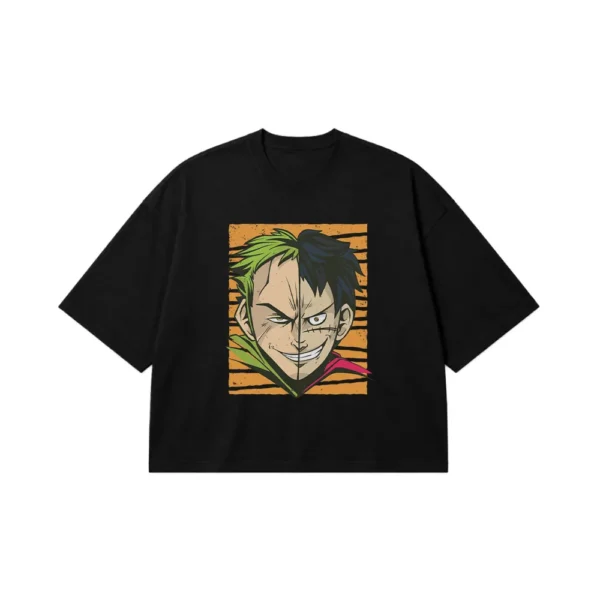 تیشرت باکسی انیمه وان پیس طرح زورو و لوفی (Zoro & Luffy) کد 30754
