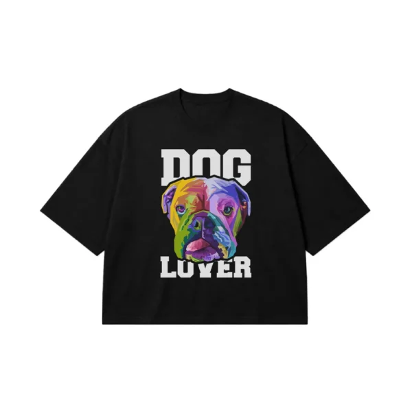 تیشرت باکسی سگ بولداگ طرح رنگارنگ Dog Lover کد 30901