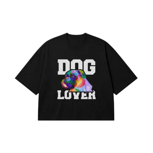 تیشرت باکسی سگ باکسر طرح رنگارنگ Dog Lover کد 30902