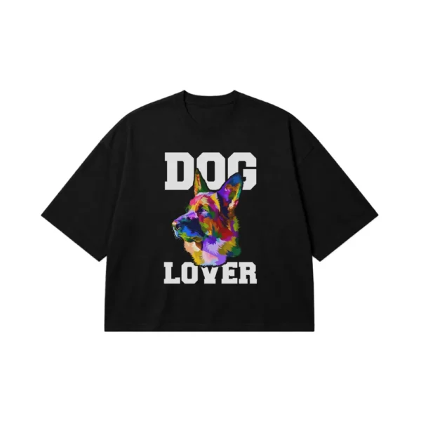 تیشرت باکسی سگ ژرمن شپرد طرح رنگارنگ Dog Lover کد 30905