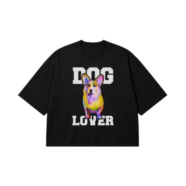 تیشرت باکسی سگ کورگی طرح رنگارنگ Dog Lover کد 30906