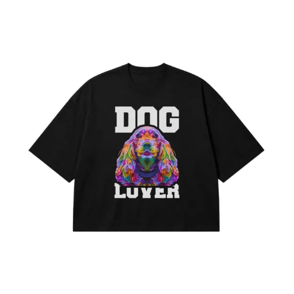 تیشرت باکسی سگ کوکر اسپانیل طرح رنگارنگ Dog Lover کد 30907