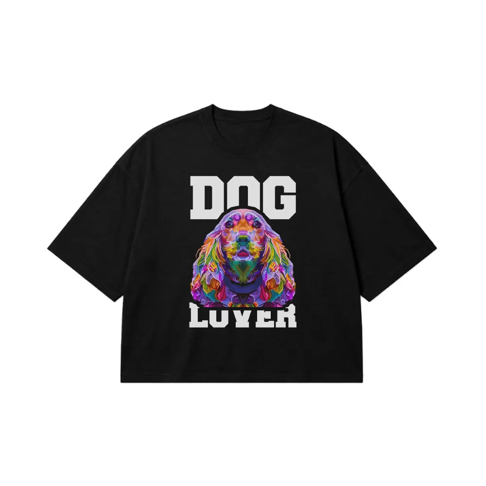 تیشرت باکسی سگ کوکر اسپانیل طرح رنگارنگ Dog Lover کد 30907