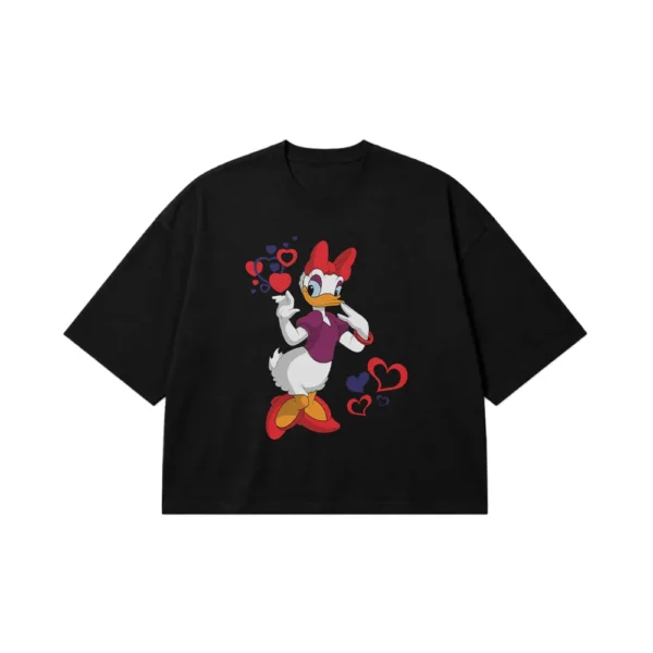 تیشرت باکسی دیزی داک طرح قلب (Daisy Duck) کد 30961
