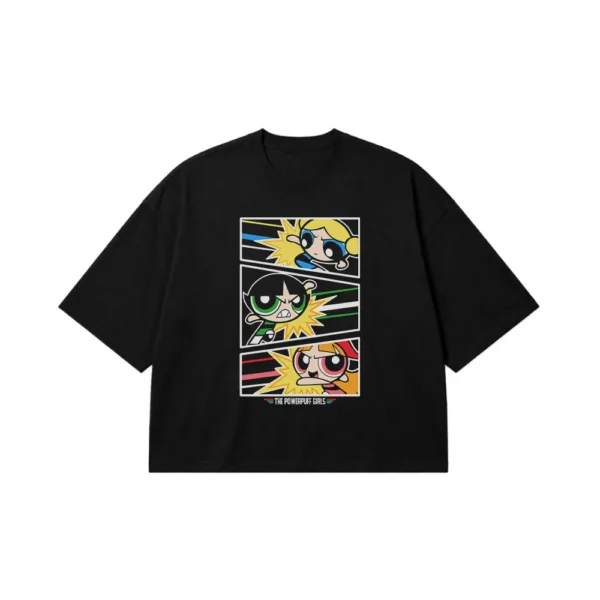 تیشرت باکسی پاورپاف گرلز طرح کمیک پنل (Powerpuff Girls) کد 31105