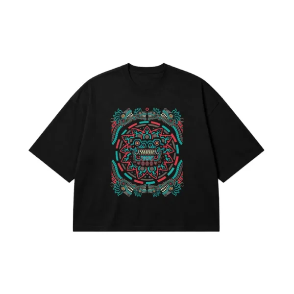 تیشرت باکسی طرح ماندالای آزتکی رنگارنگ (Aztec Mandala) کد 31108