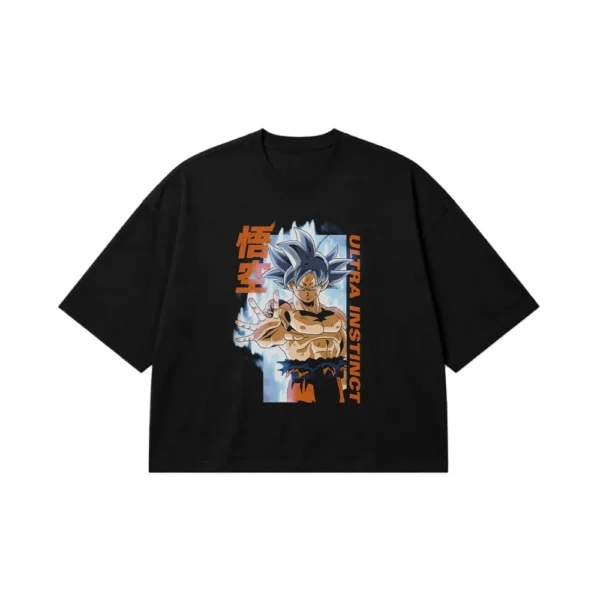 تیشرت باکسی انیمه دراگون بال طرح گوکو اولترا اینستینکت (Ultra Instinct Goku) کد 31125