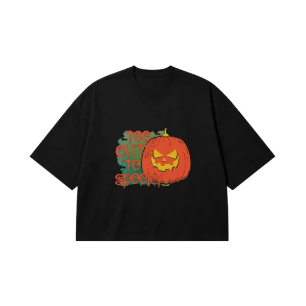تیشرت باکسی هالووین طرح کدو تنبل بامزه (Too Cute To Spooky) کد 31382