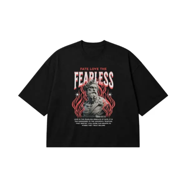 تیشرت باکسی انگیزشی طرح Fearless با مجسمه یونانی کد 31463