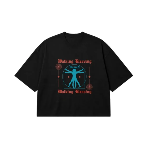 تیشرت باکسی انگیزشی طرح Walking Blessing کد 31508