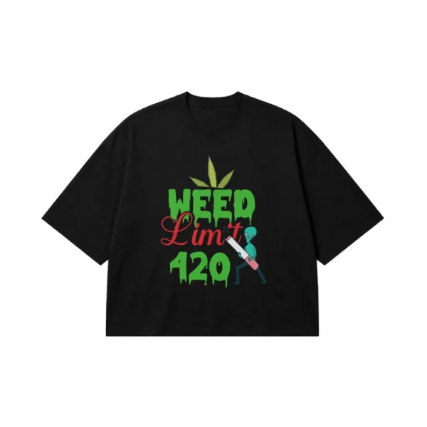 تیشرت باکسی نوشته Weed Limit 420 طرح فضایی کد 31550