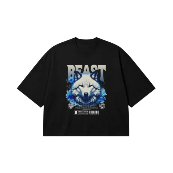 تیشرت باکسی گرگ سفید طرح Beast کد 31609