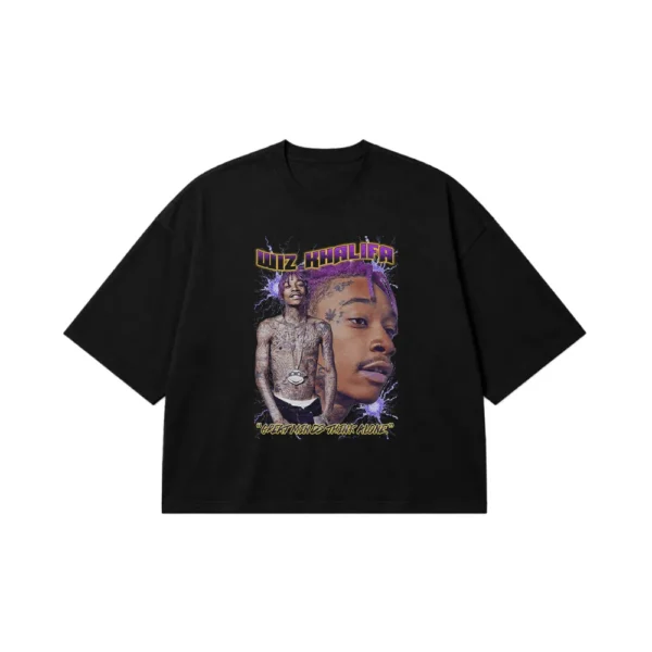 تیشرت باکسی ویز خلیفا طرح پرتره رپ (Wiz Khalifa) کد 31647