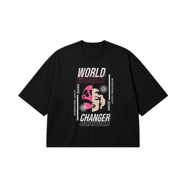 تیشرت باکسی انگیزشی تغییر دنیا طرح World Changer کد 31662