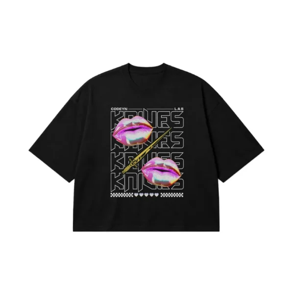 تیشرت باکسی لب و بوسه طرح Kisses کد 31904