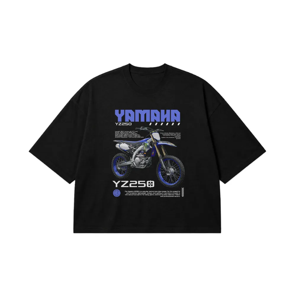 تیشرت باکسی موتور یاماها طرح YZ250 آبی کد 31966