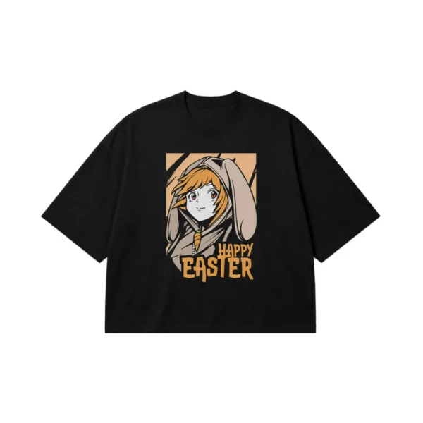 تیشرت باکسی خرگوش عید پاک طرح Happy Easter کد 32164