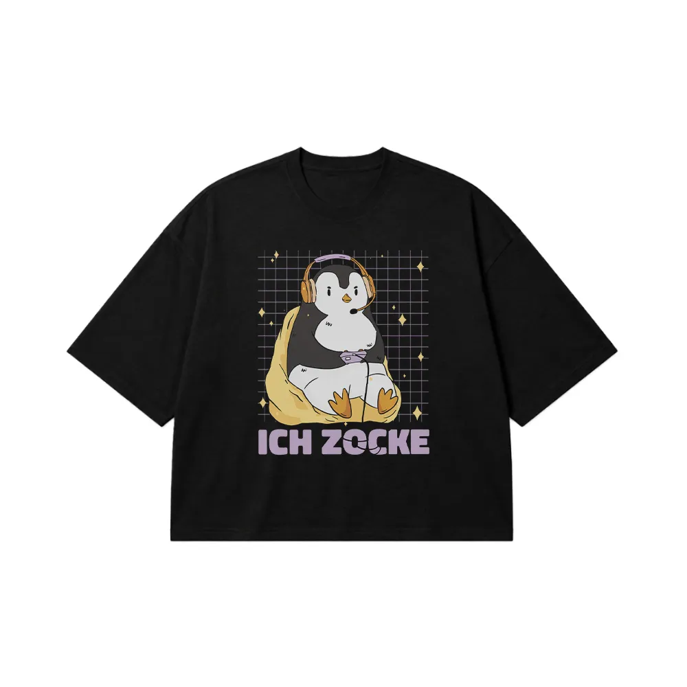 تیشرت باکسی پنگوئن گیمر طرح Ich Zocke کد 32273