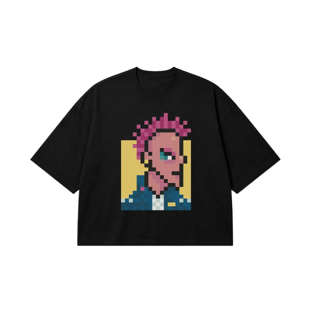 تیشرت باکسی پرتره پیکسلی طرح Punk Pixel کد 32278