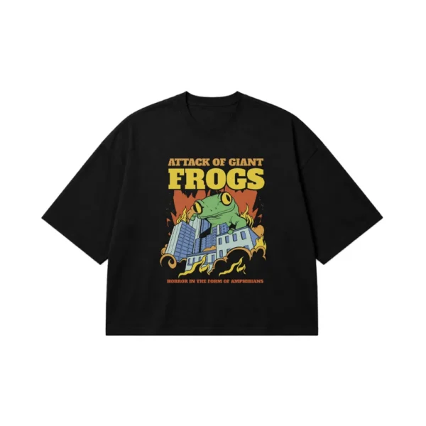 تیشرت باکسی قورباغه غول‌پیکر طرح Attack of Giant Frogs کد 32397