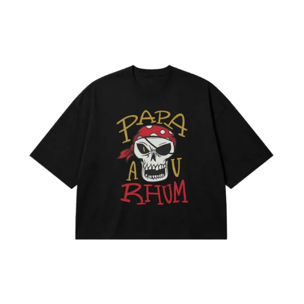 تیشرت باکسی جمجمه دزد دریایی طرح Papa Au Rhum کد 32412