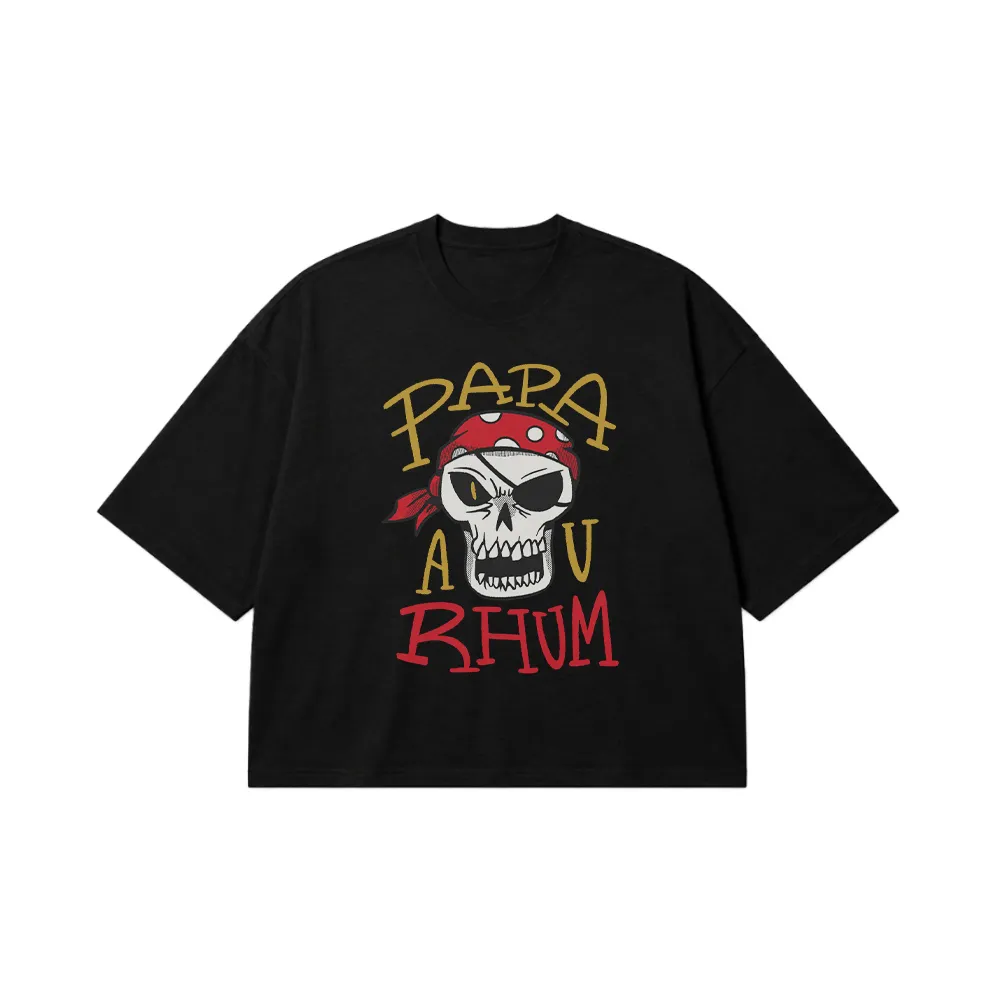 تیشرت باکسی جمجمه دزد دریایی طرح Papa Au Rhum کد 32412