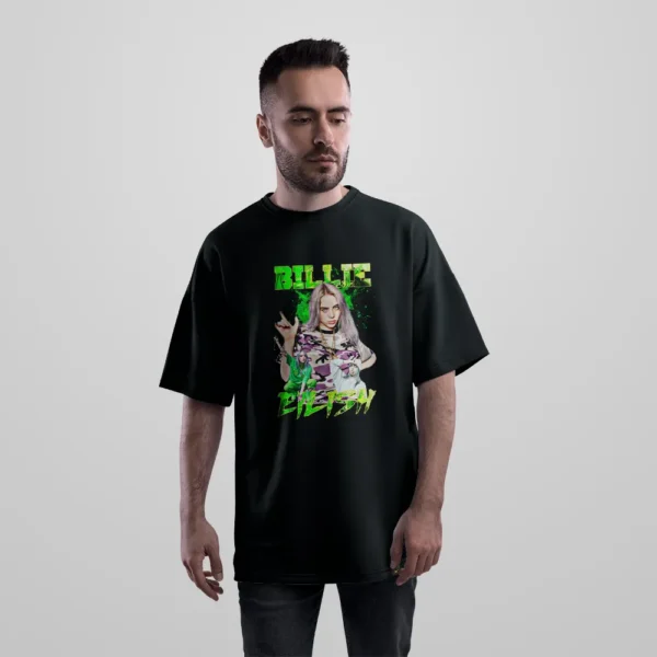 تیشرت اورسایز بیلی آیلیش طرح کاموفلاژ بنفش (Billie Eilish) کد 25162