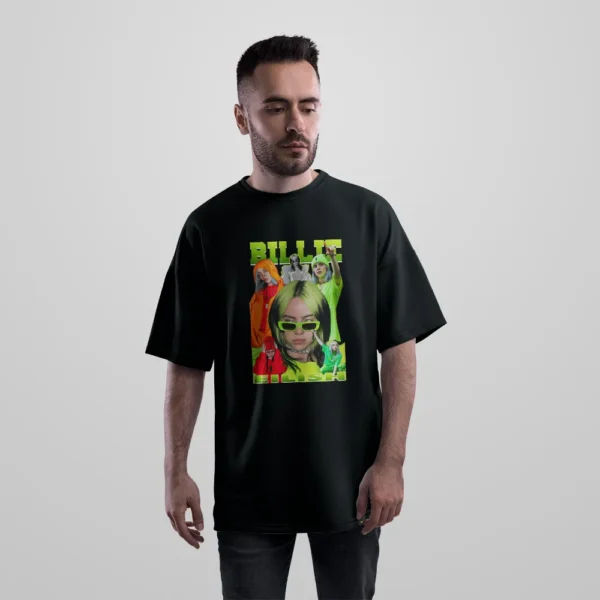 تیشرت اورسایز بیلی آیلیش طرح عینک سبز (Billie Eilish) کد 25165