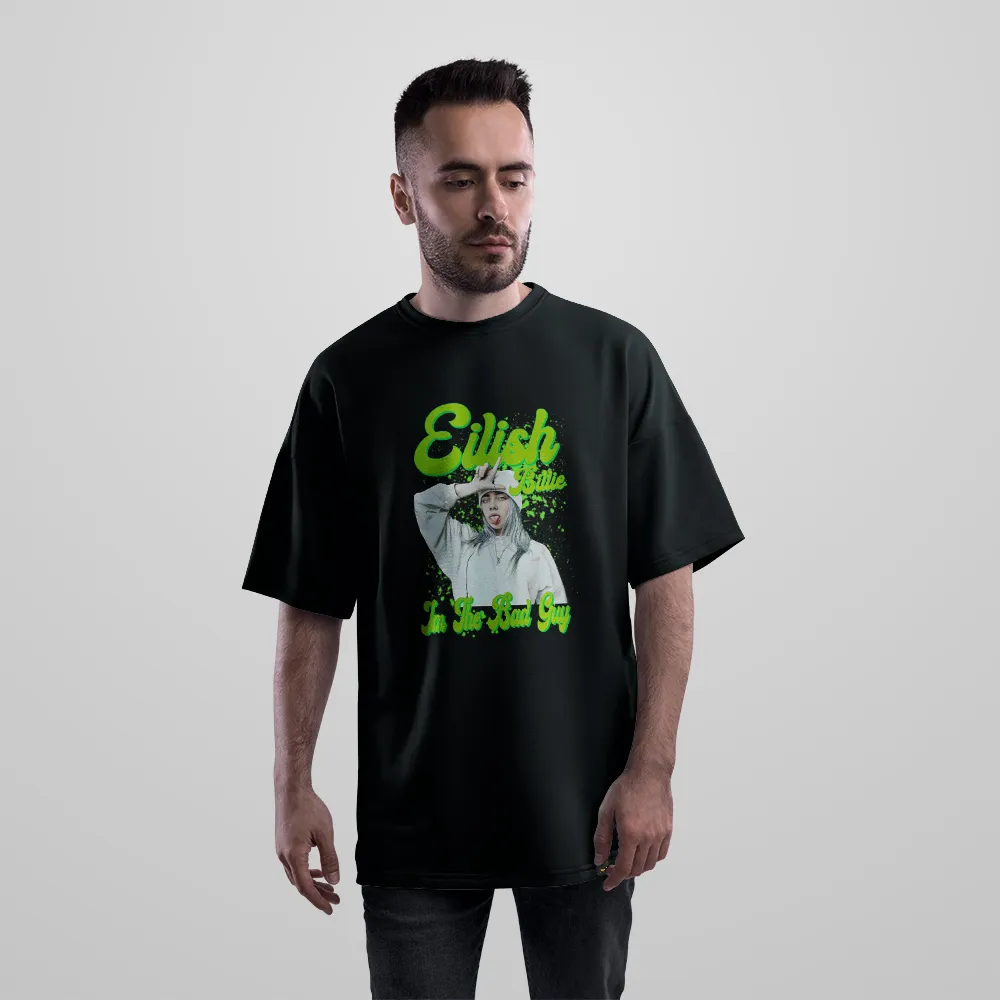 تیشرت اورسایز بیلی آیلیش طرح تایپوگرافی (Billie Eilish) کد 25166