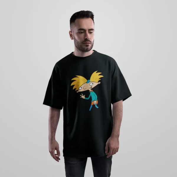 تیشرت اورسایز کارتونی طرح آرنولد (Hey Arnold) کد 27074