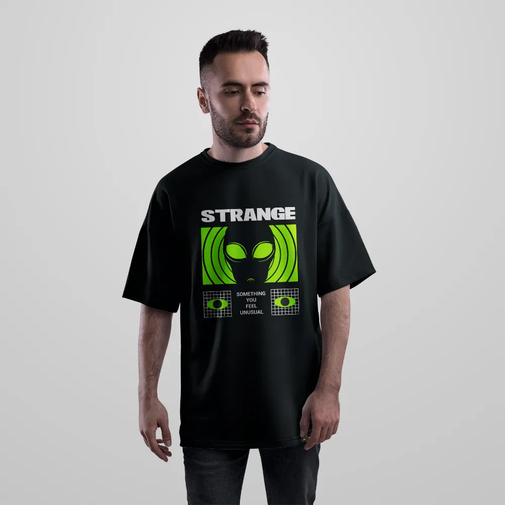 تیشرت اورسایز بیگانه طرح Strange کد 28420