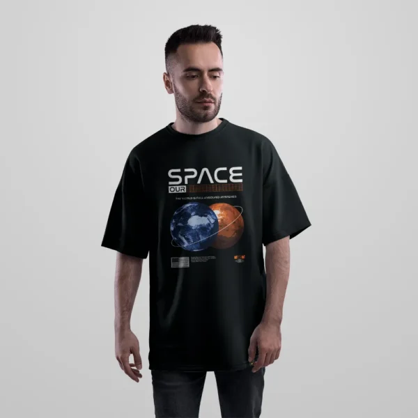 تیشرت اورسایز فضایی طرح Space Our World کد 28872