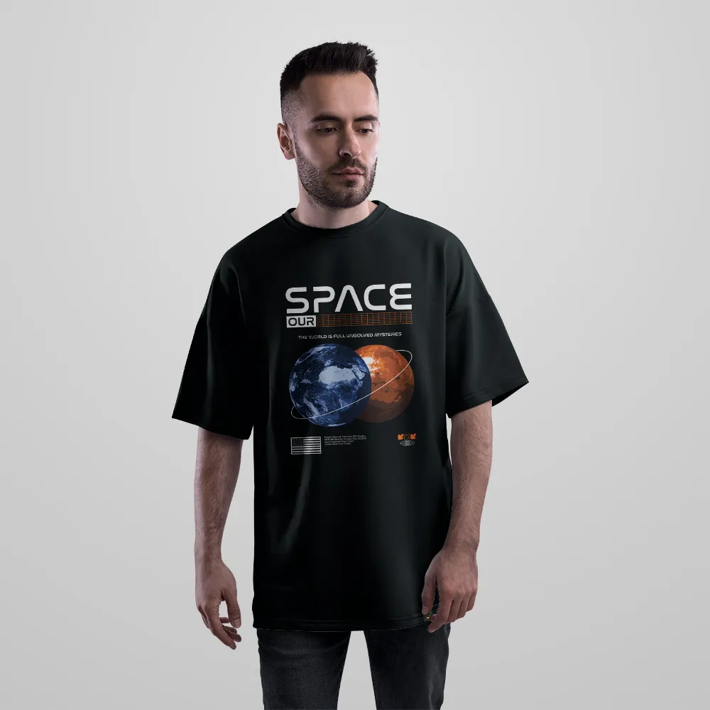 تیشرت اورسایز فضایی طرح Space Our World کد 28872
