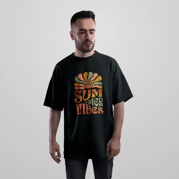 تیشرت اورسایز تایپوگرافی تابستانی Summer Vibes کد 29057