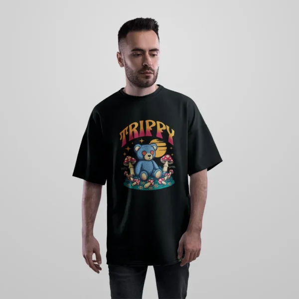 تیشرت اورسایز خرس کارتونی طرح Trippy کد 29389