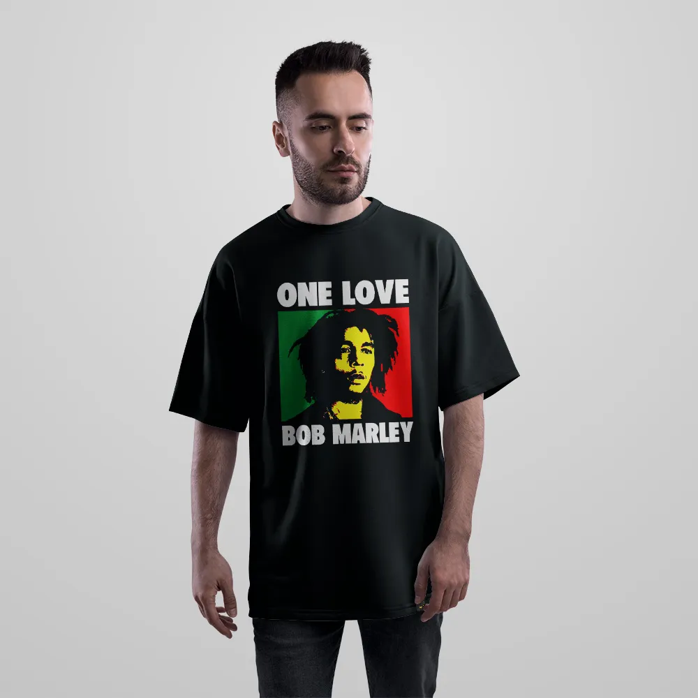 تیشرت اورسایز باب مارلی طرح وان لاو (Bob Marley One Love) کد 30535